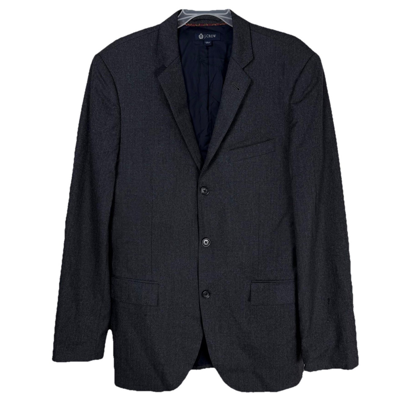 J Crew Ludlow Blazer Mens 40l Gray Italian Wool Three-Button Sport Coat Jacket